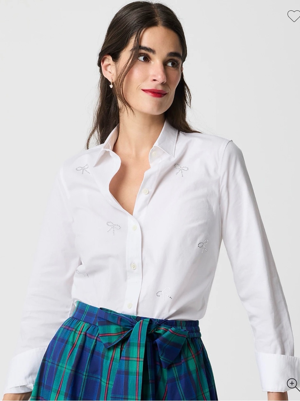 J. Crew Factory Jeweled-bow button-up shirt